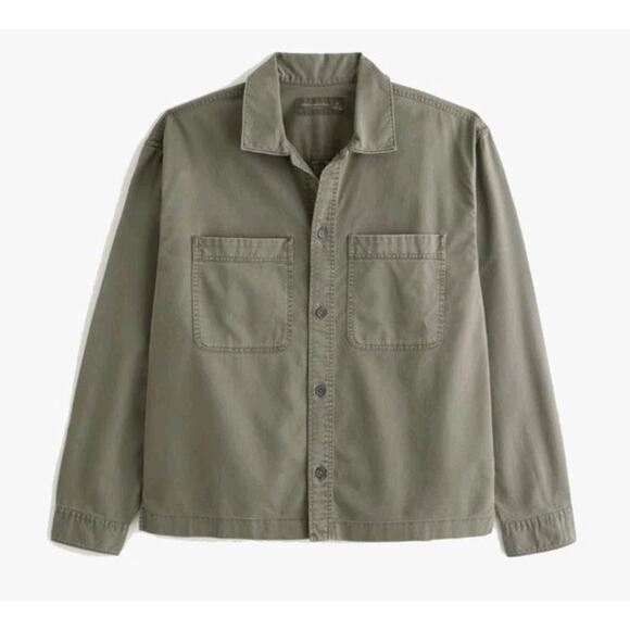 Abercrombie & Fitch Collared Green Button Down Long Sleeve Shirt Sz Large Pocket - Picture 1 of 10
